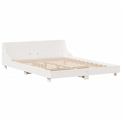 Letto senza Materasso Bianco 135x190 cm Legno Massello di Pino - homemem39
