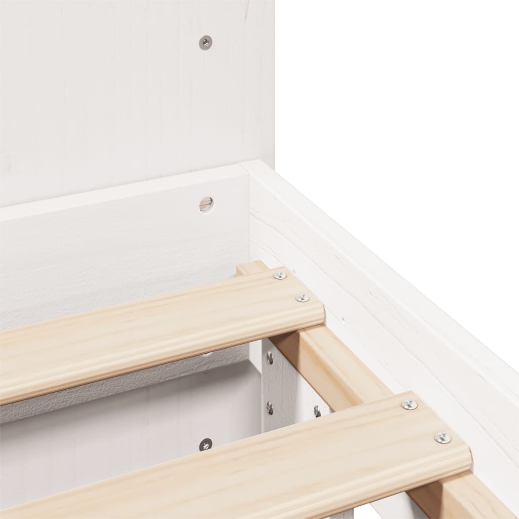 Letto senza Materasso Bianco 135x190 cm Legno Massello di Pino - homemem39