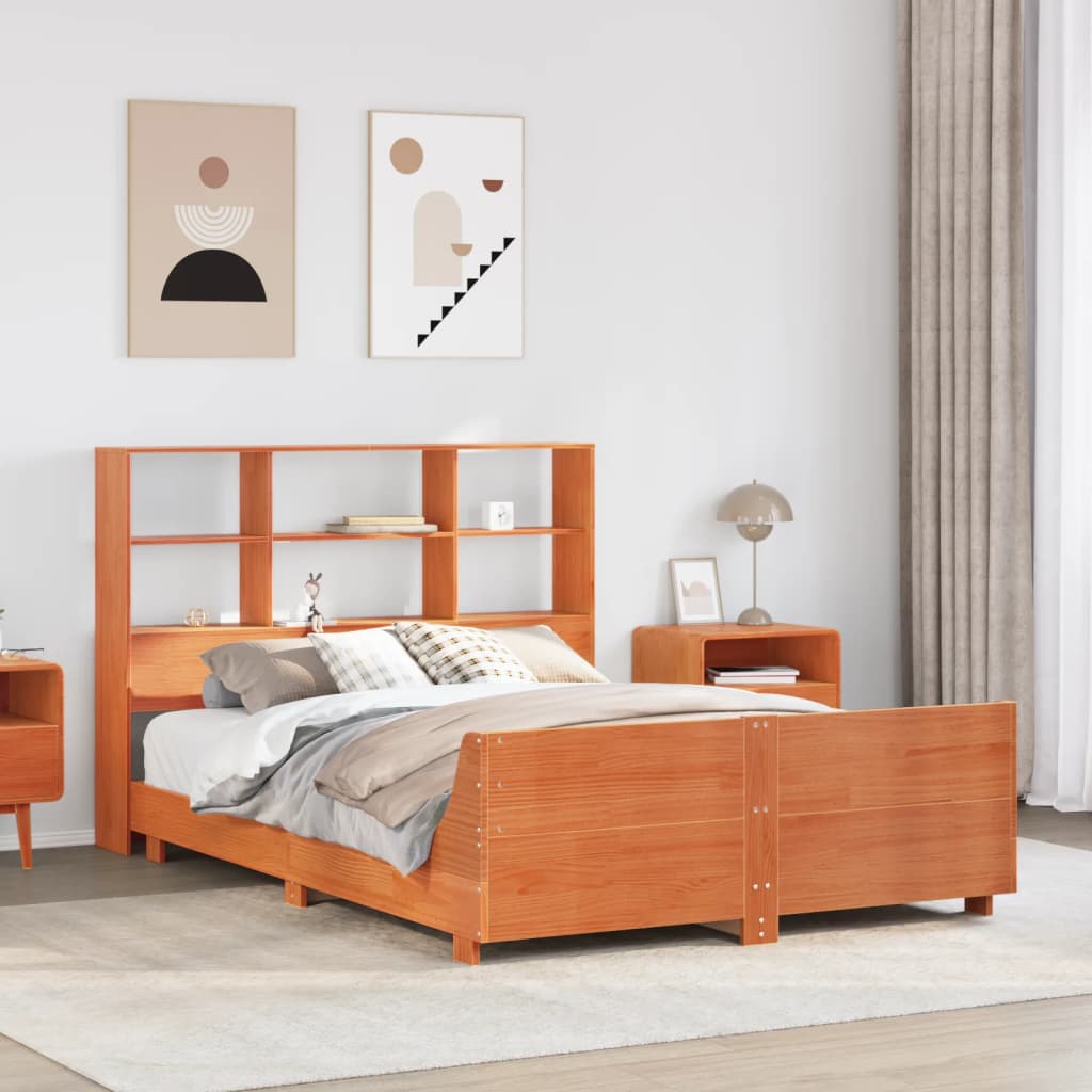 Letto senza Materasso Marrone Cera 135x190 cm in Legno di Pino - homemem39