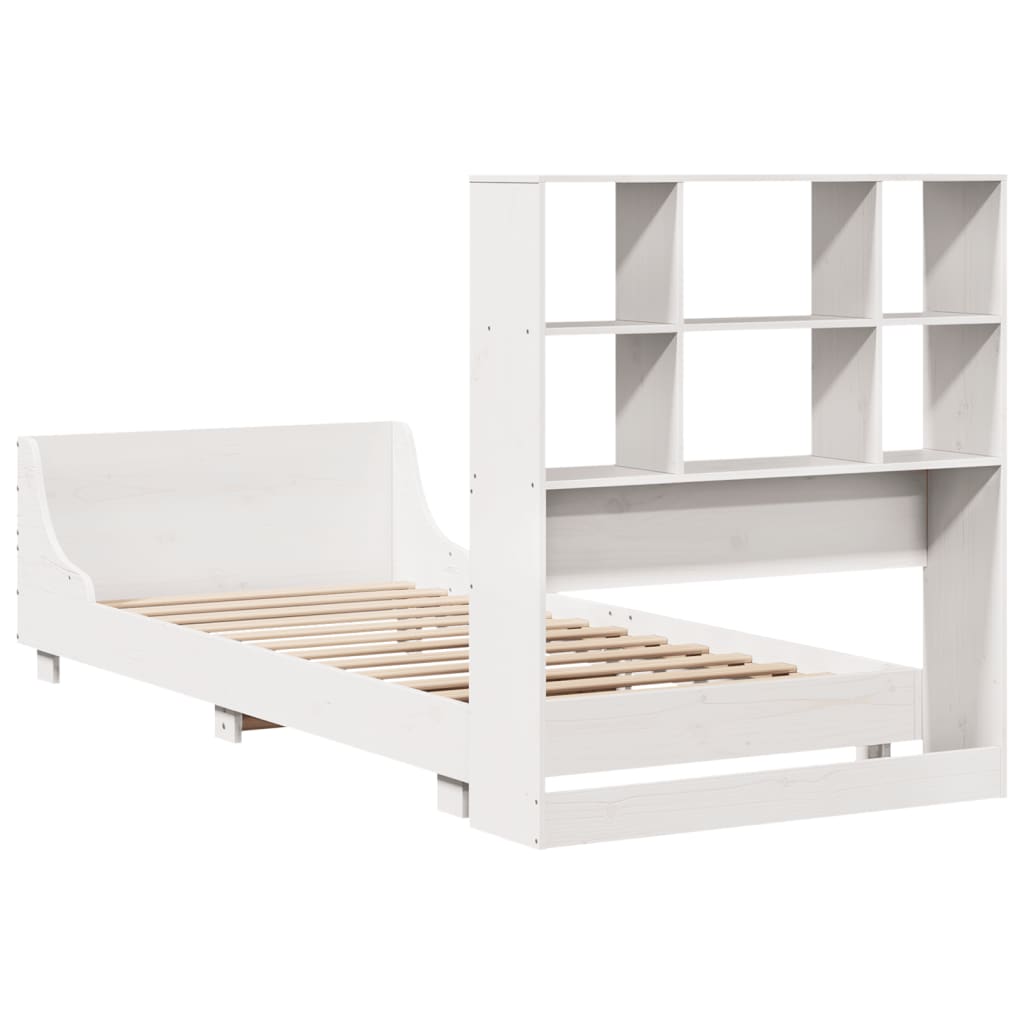 Letto senza Materasso Bianco 90x190 cm in Legno Massello Pino