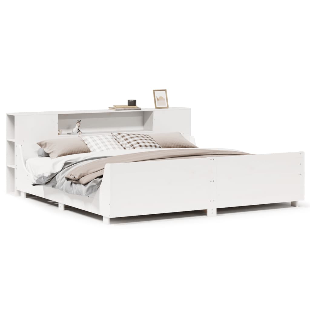 Giroletto senza Materasso Bianco 200x200 cm Legno Massello Pino - homemem39