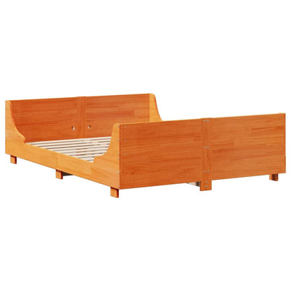 Giroletto senza Materasso Marrone Cera 150x200 cm Legno di Pino | homemem39