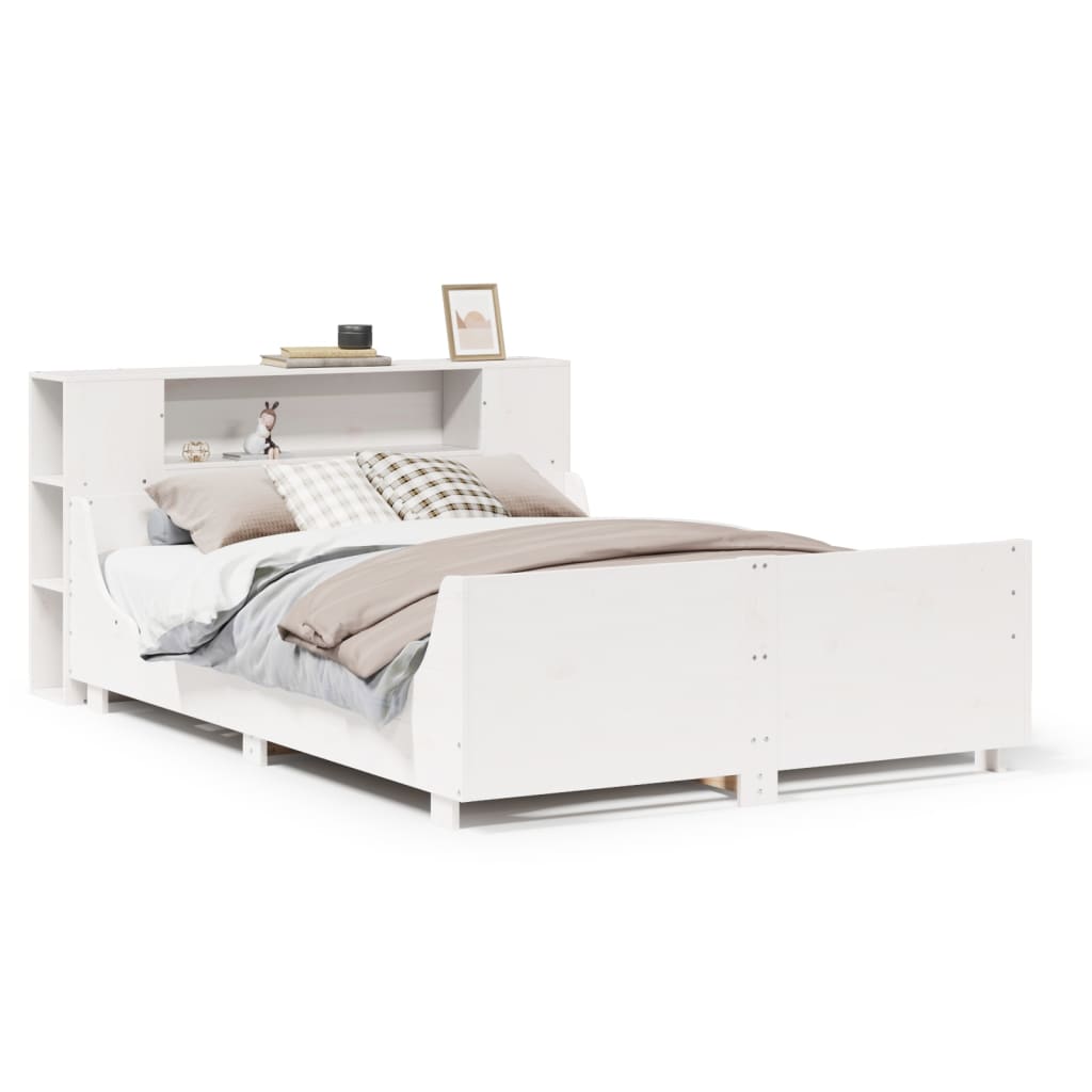 Letto senza Materasso Bianco 140x190 cm Legno Massello di Pino - homemem39