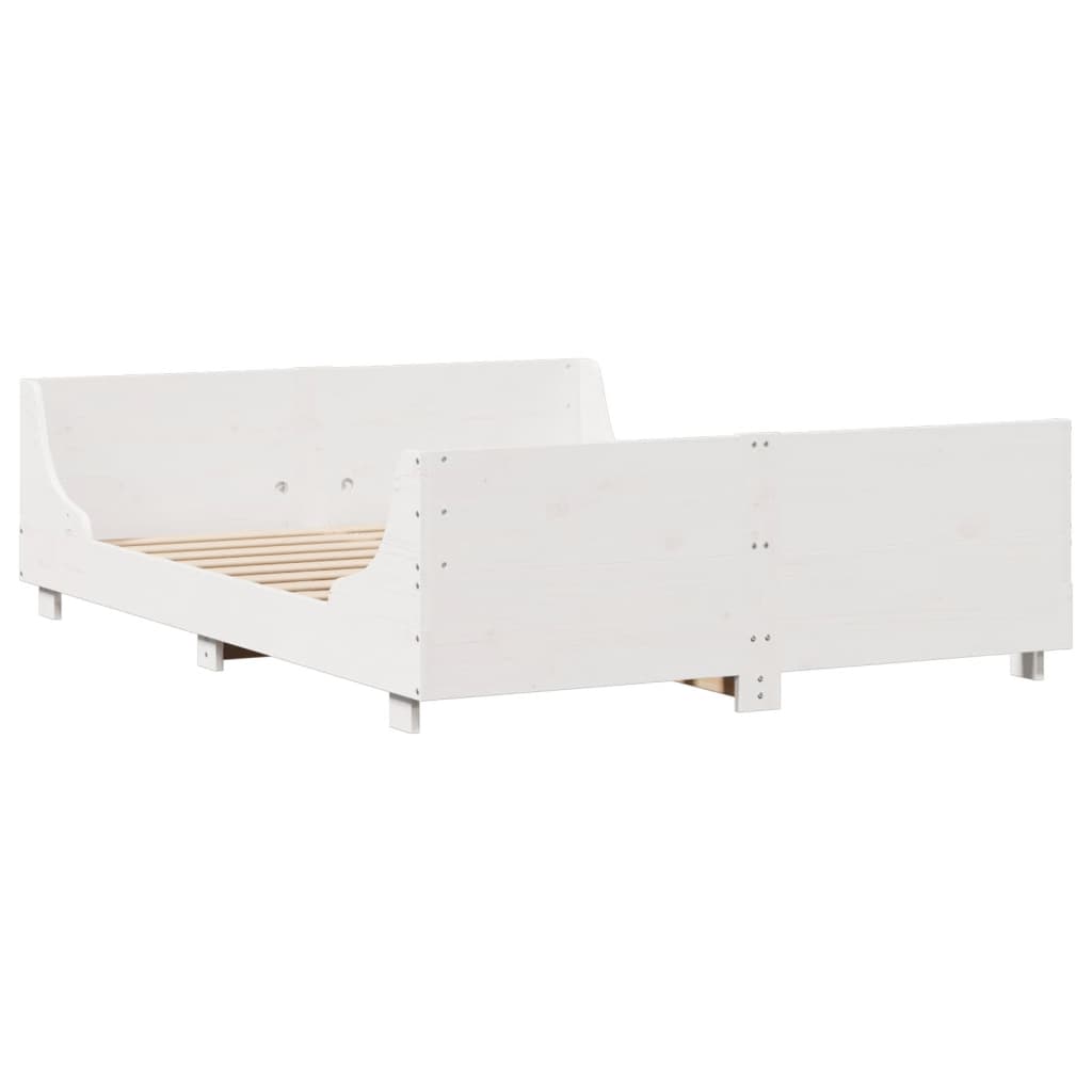 Letto senza Materasso Bianco 120x190 cm Legno Massello di Pino - homemem39