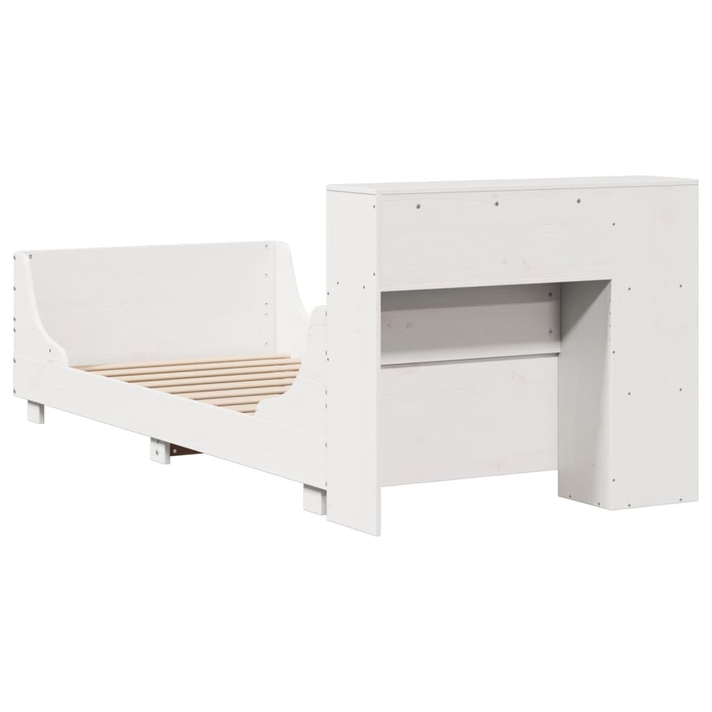 Letto senza Materasso Bianco 90x190 cm in Legno Massello Pino