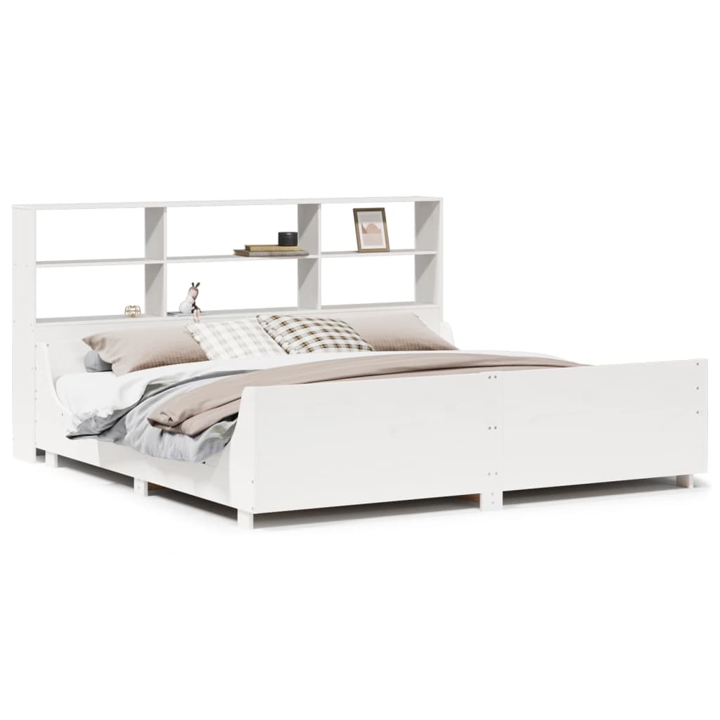 Letto Libreria senza Materasso Bianco 180x200 cm Legno Massello - homemem39