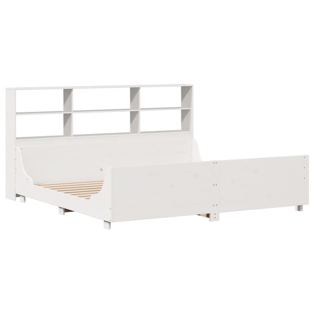 Letto Libreria senza Materasso Bianco 180x200 cm Legno Massello - homemem39