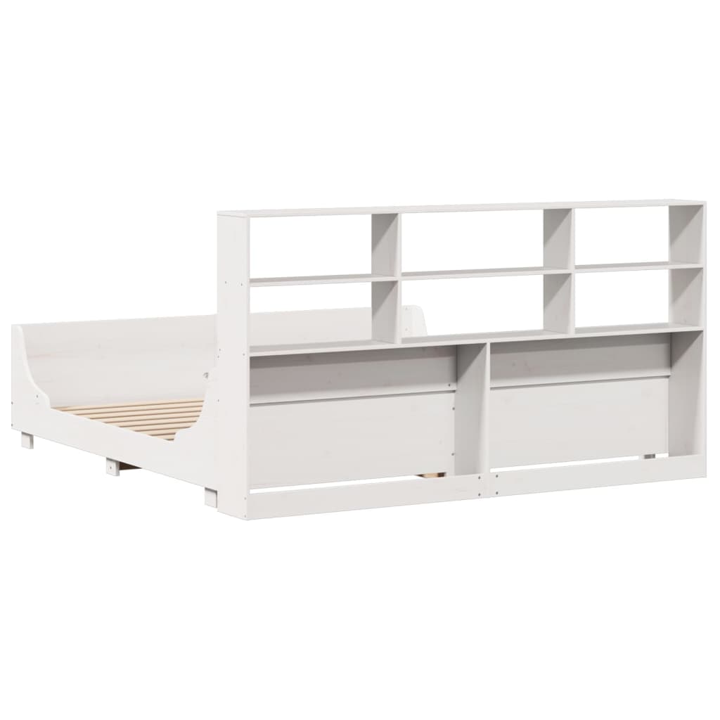 Letto Libreria senza Materasso Bianco 180x200 cm Legno Massello - homemem39