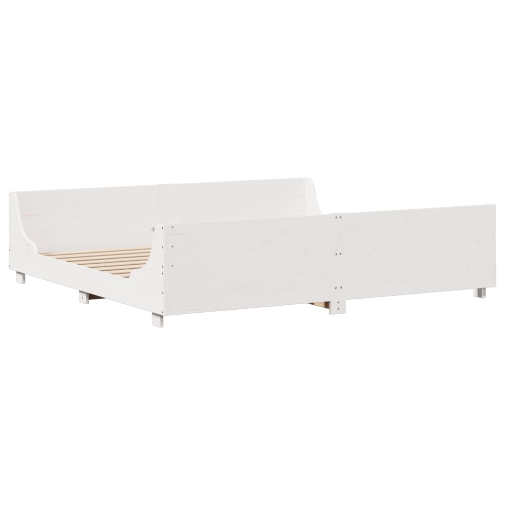Letto Libreria senza Materasso Bianco 180x200 cm Legno Massello - homemem39