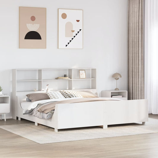Letto Libreria senza Materasso Bianco 180x200 cm Legno Massello - homemem39