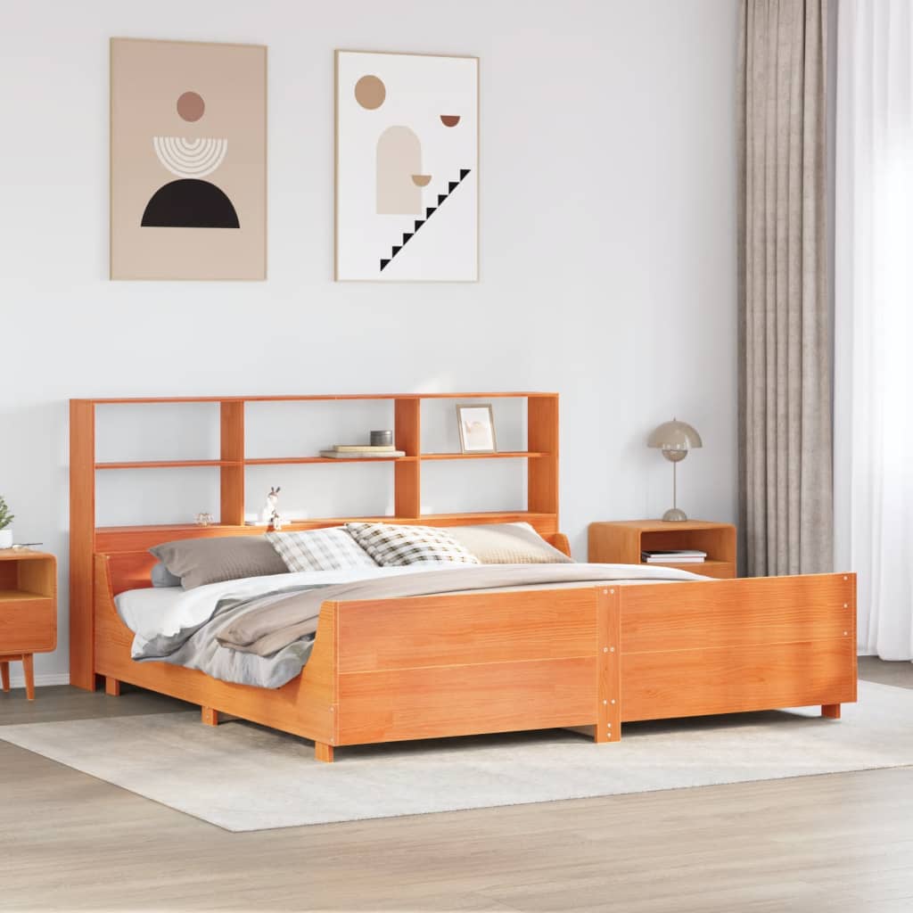 Letto Libreria senza Materasso Marrone Cera 180x200 cm Legno - homemem39