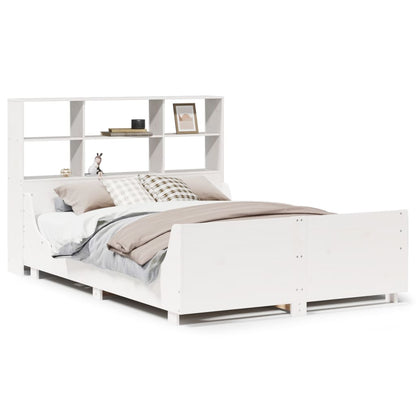 Letto Libreria senza Materasso Bianco 160x200 cm Legno Massello - homemem39