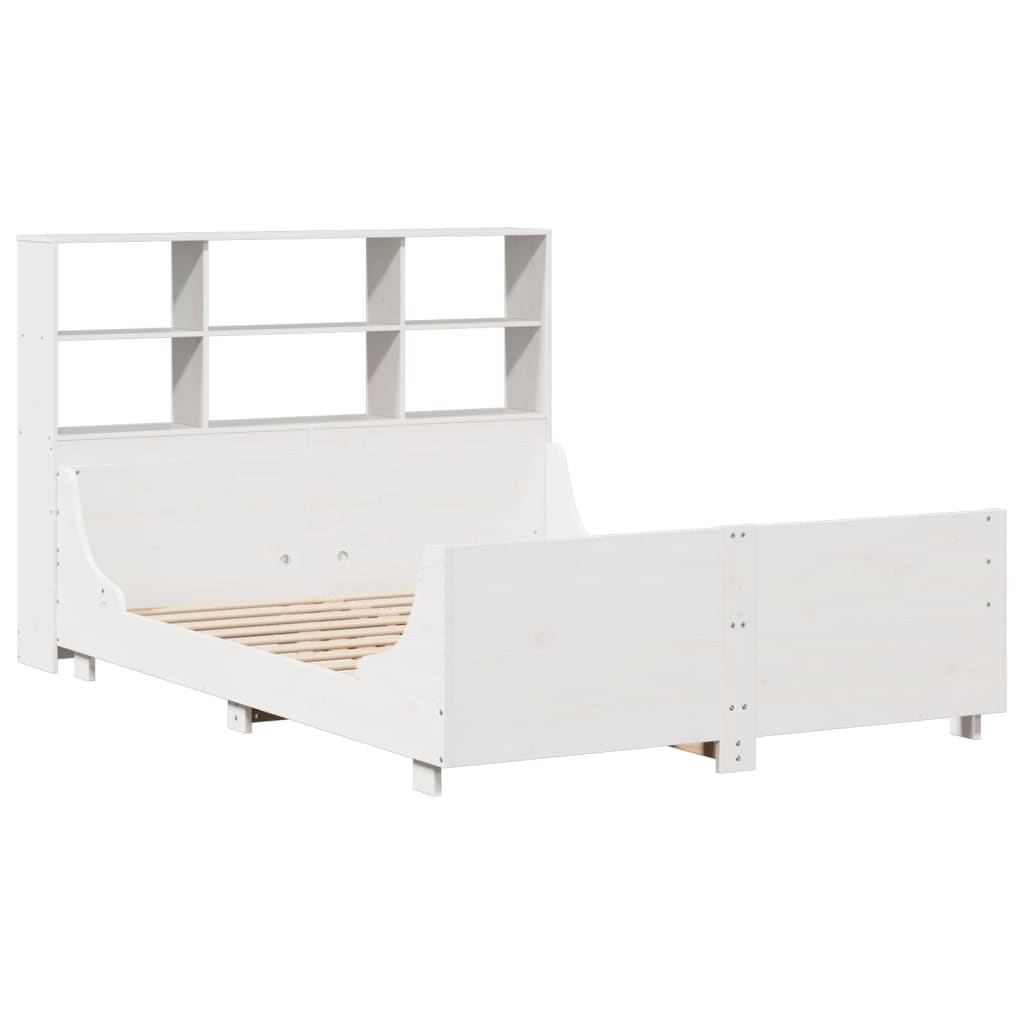 Letto Libreria senza Materasso Bianco 160x200 cm Legno Massello - homemem39