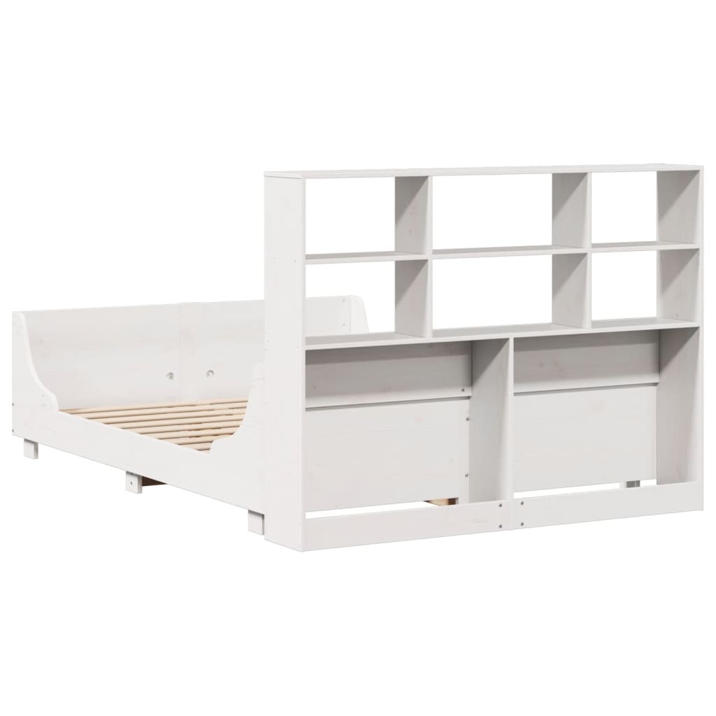 Letto Libreria senza Materasso Bianco 160x200 cm Legno Massello - homemem39