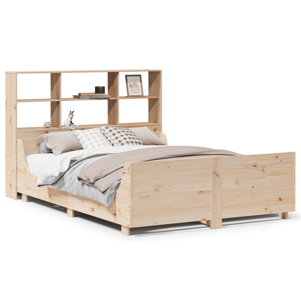 Letto Libreria senza Materasso 140x200 cm in Legno Massello - homemem39