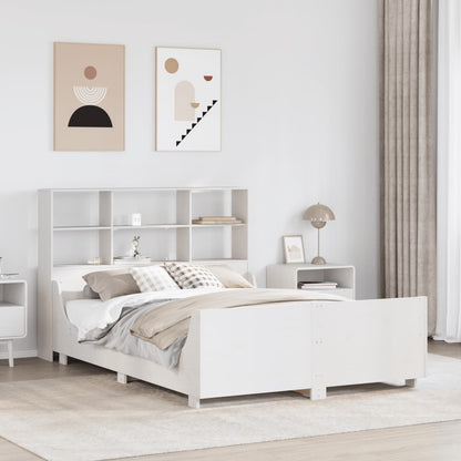 Letto Libreria senza Materasso Bianco 140x200 cm Legno Massello - homemem39
