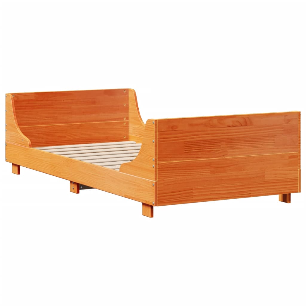 Letto Libreria senza Materasso Marrone Cera 100x200 cm Legno - homemem39