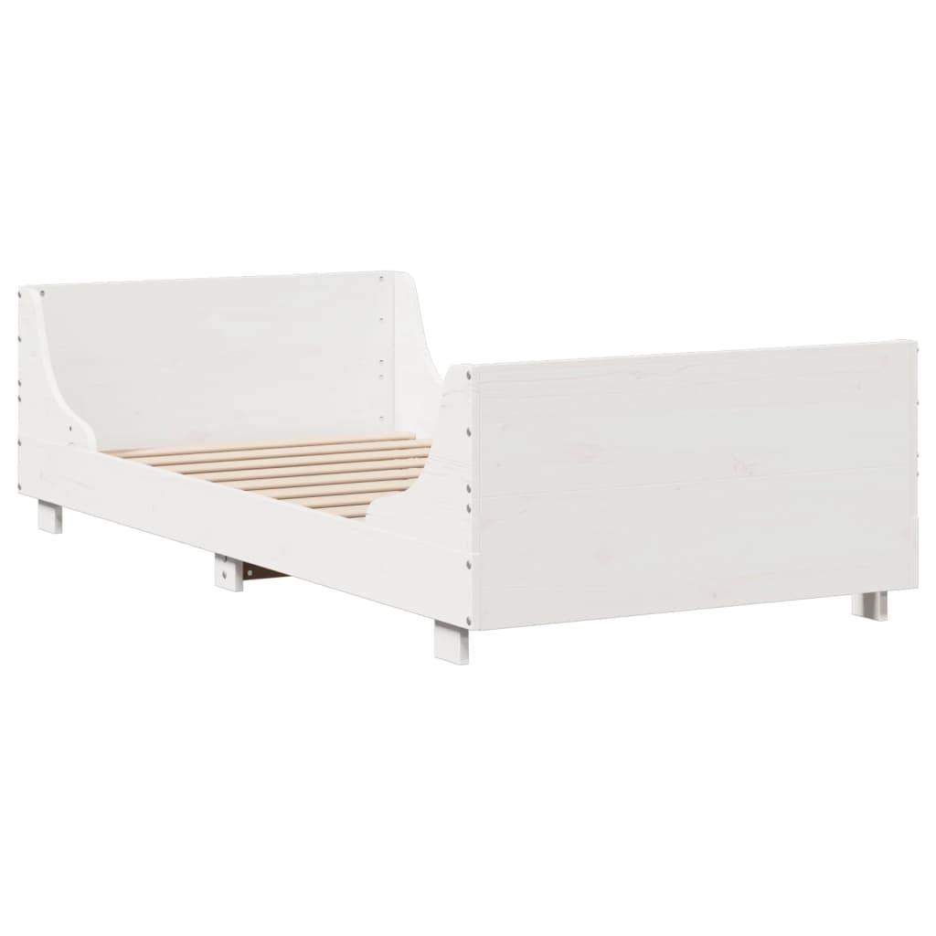 Letto Libreria senza Materasso Bianco 90x200 cm Legno Massello