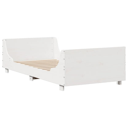 Letto Libreria senza Materasso Bianco 90x200 cm Legno Massello