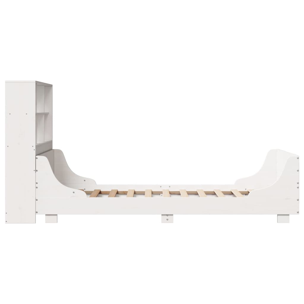 Letto Libreria senza Materasso Bianco 90x200 cm Legno Massello