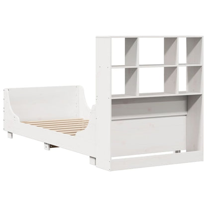 Letto Libreria senza Materasso Bianco 90x200 cm Legno Massello