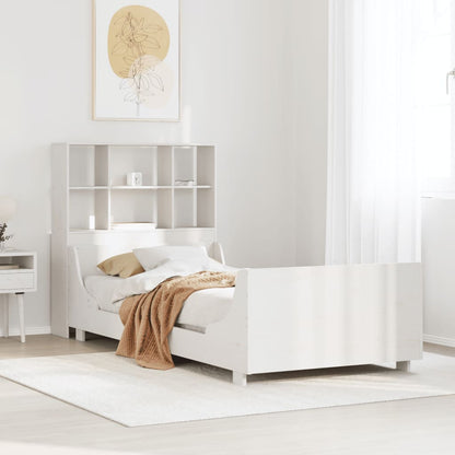 Letto Libreria senza Materasso Bianco 90x200 cm Legno Massello