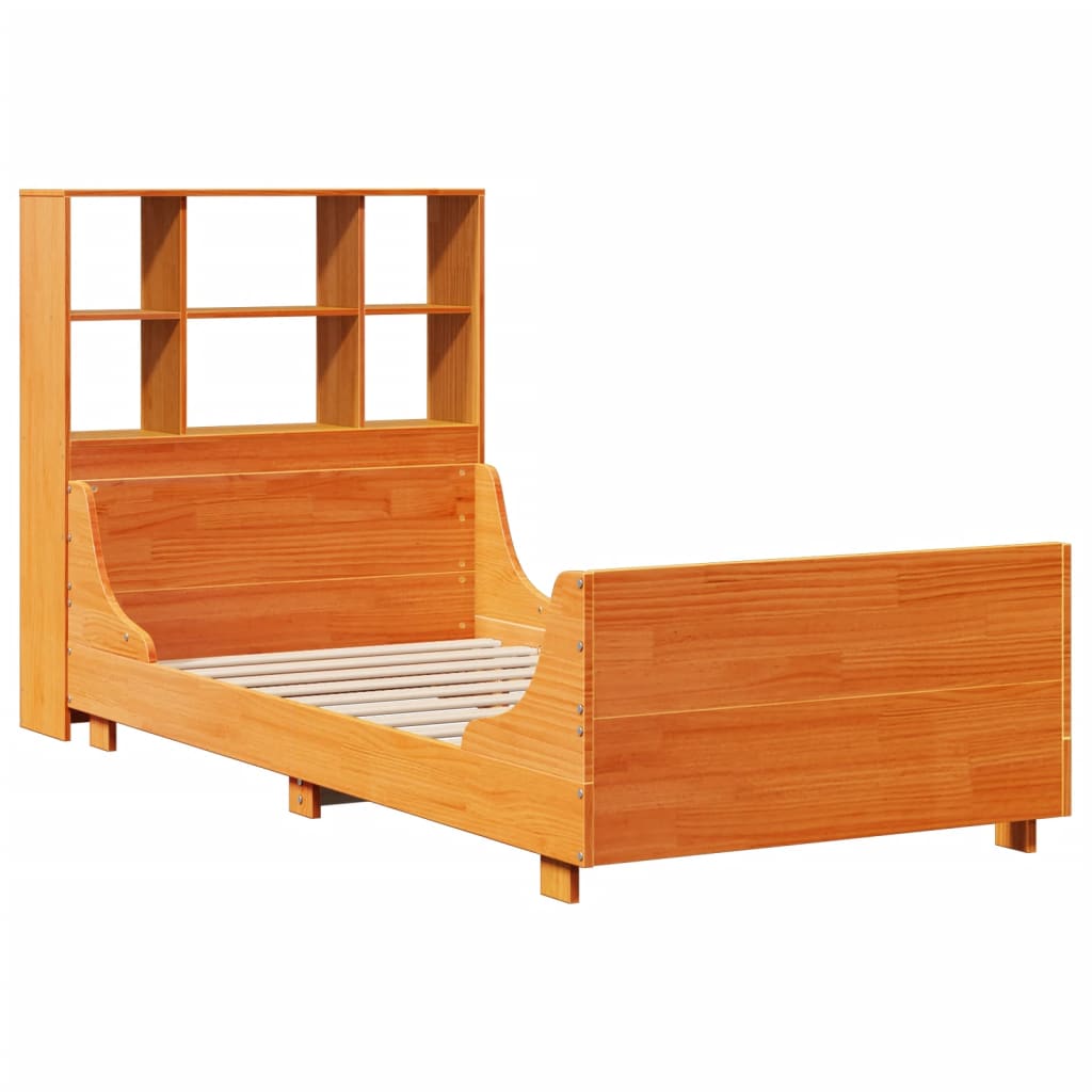 Letto Libreria senza Materasso Marrone Cera 90x200 cm Legno - homemem39