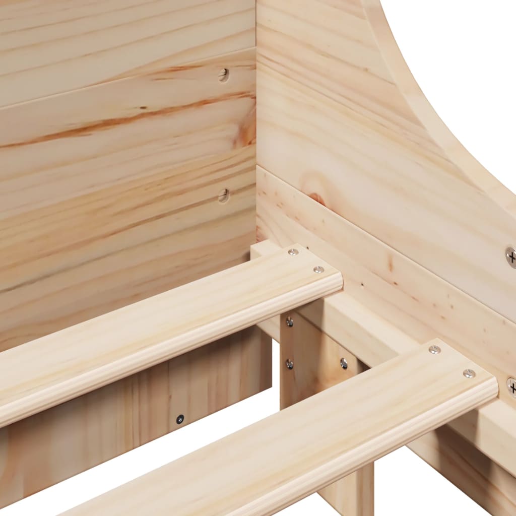 Letto Libreria senza Materasso 140x190 cm in Legno Massello - homemem39