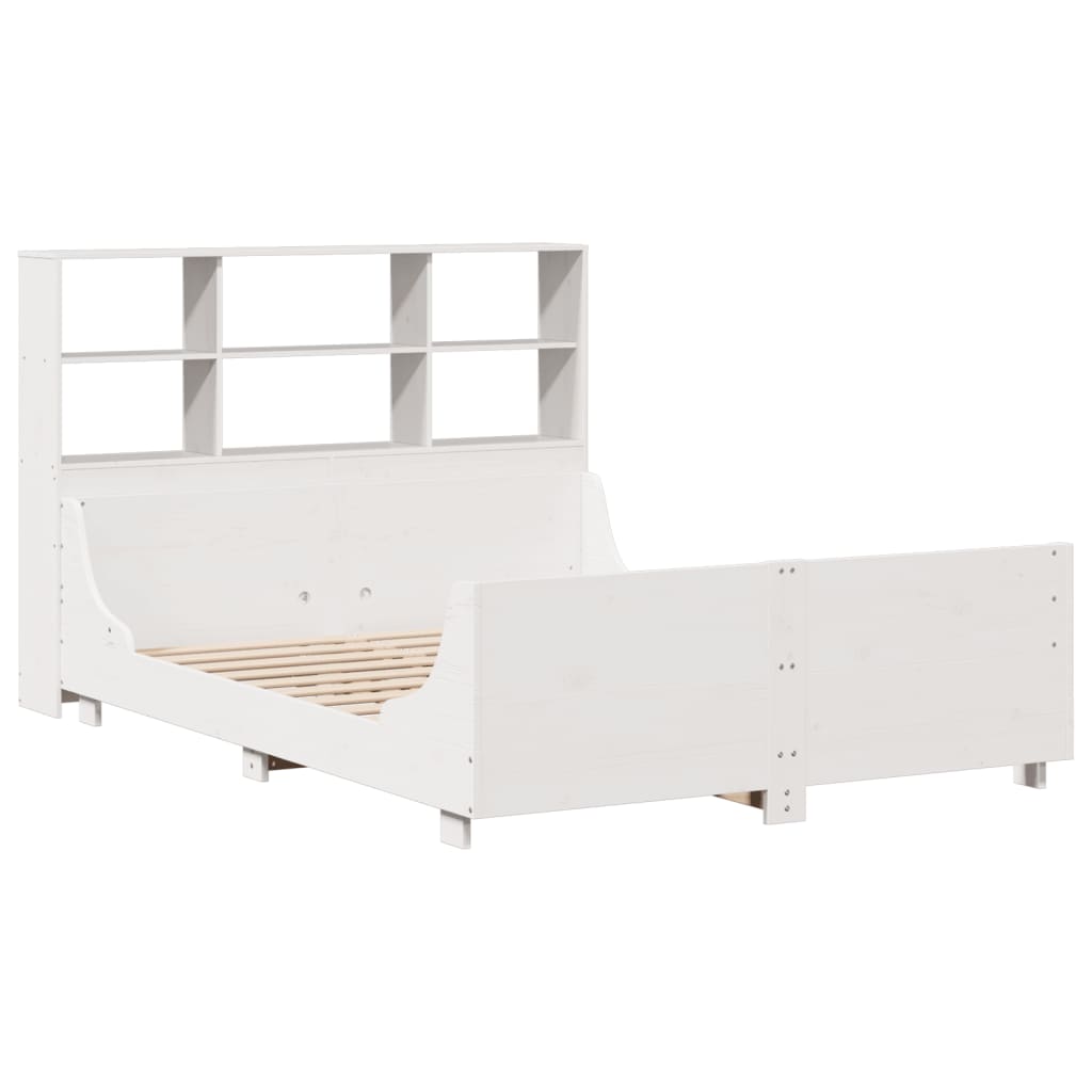 Letto Libreria senza Materasso Bianco 140x190 cm Legno Massello - homemem39
