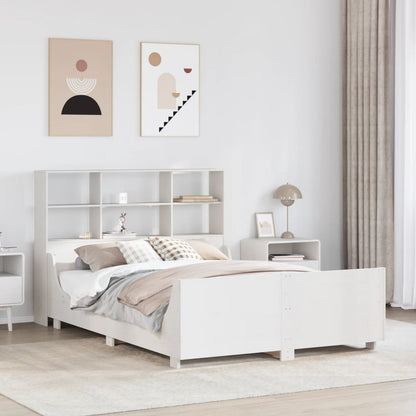 Letto Libreria senza Materasso Bianco 140x190 cm Legno Massello - homemem39