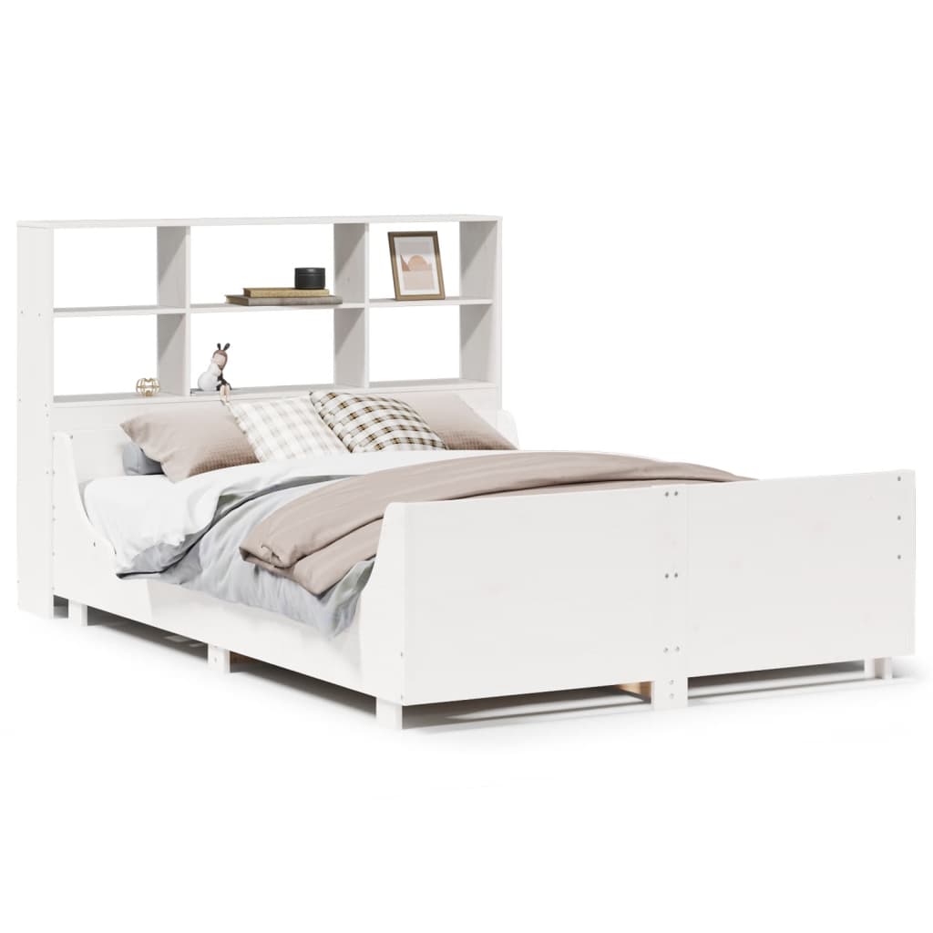 Letto Libreria senza Materasso Bianco 120x190 cm Legno Massello - homemem39