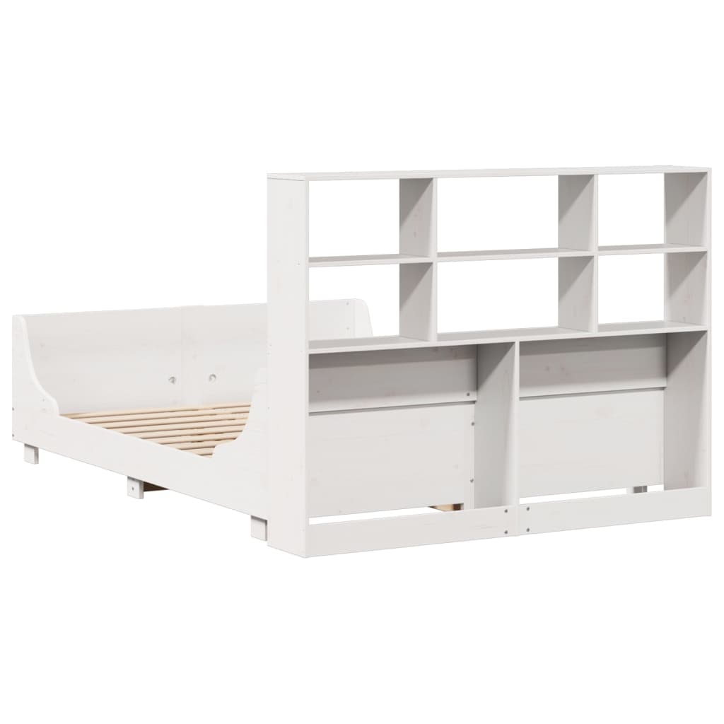 Letto Libreria senza Materasso Bianco 120x190 cm Legno Massello - homemem39