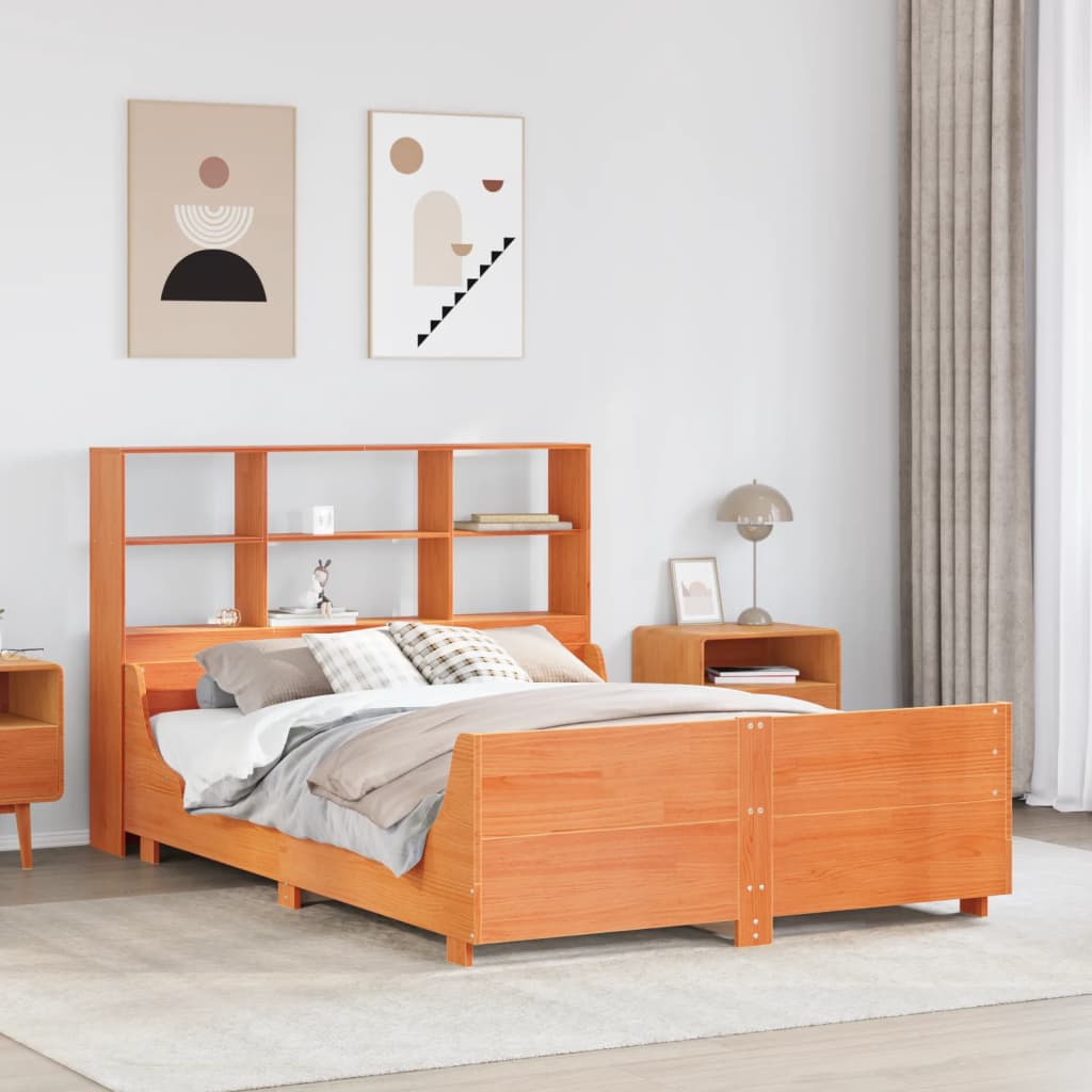 Letto Libreria senza Materasso Marrone Cera 120x190 cm Legno - homemem39