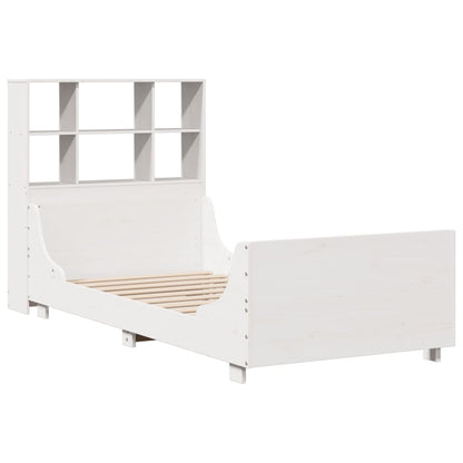 Letto Libreria senza Materasso Bianco 90x190 cm Legno Massello