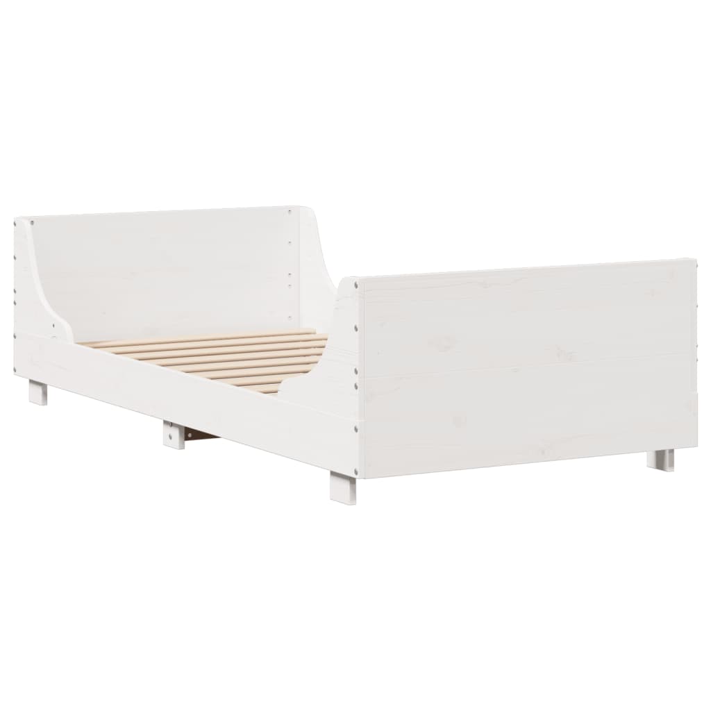 Letto Libreria senza Materasso Bianco 90x190 cm Legno Massello