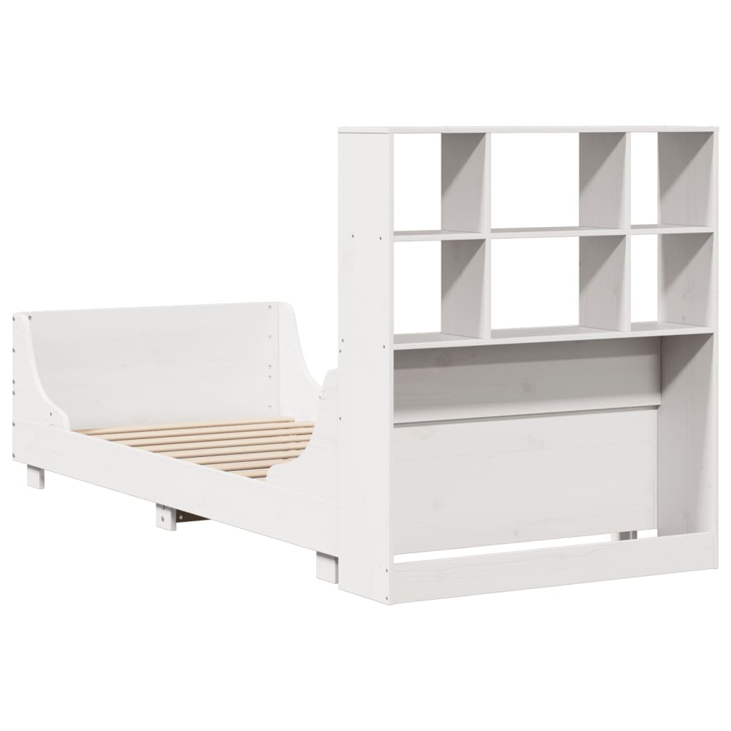 Letto Libreria senza Materasso Bianco 90x190 cm Legno Massello