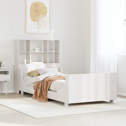 Letto Libreria senza Materasso Bianco 90x190 cm Legno Massello