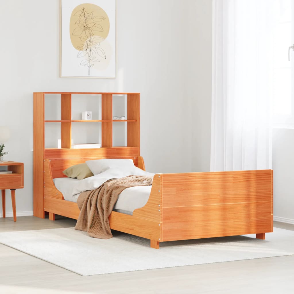 Letto Libreria senza Materasso Marrone Cera 90x190 cm Legno - homemem39