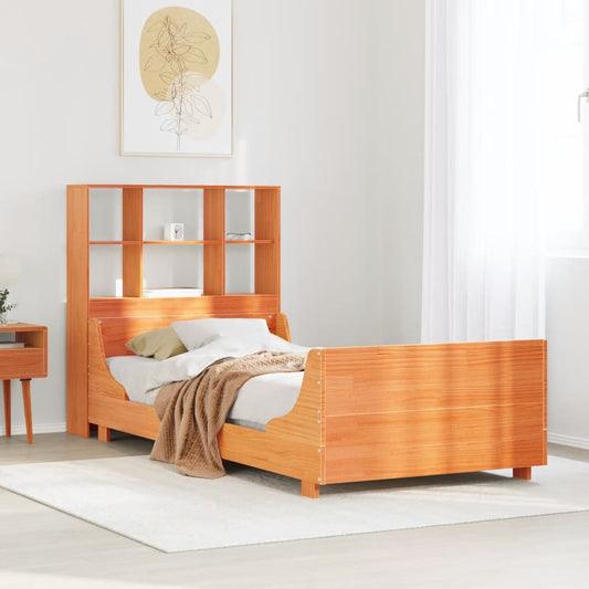 Letto Libreria senza Materasso Marrone Cera 75x190 cm Legno - homemem39