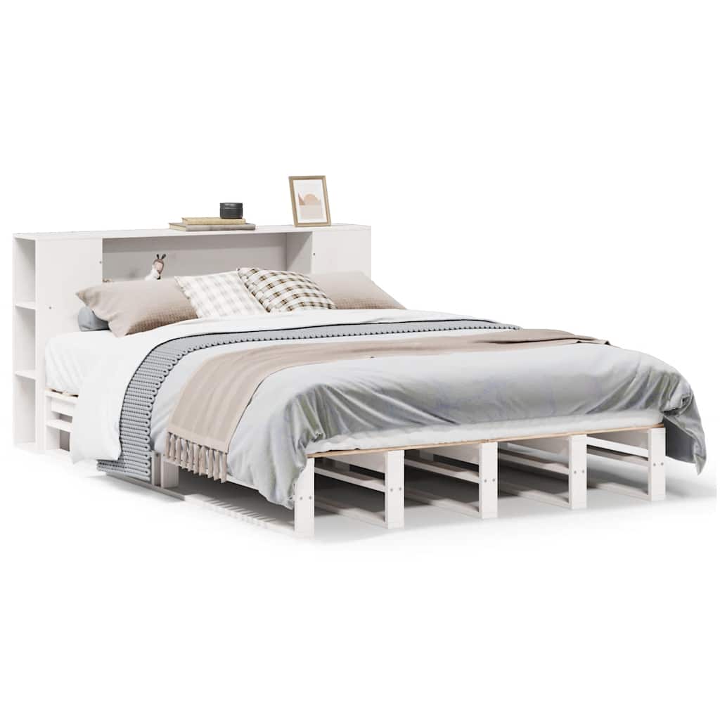 Letto Libreria senza Materasso Bianco 140x200 cm Legno Massello | homemem39