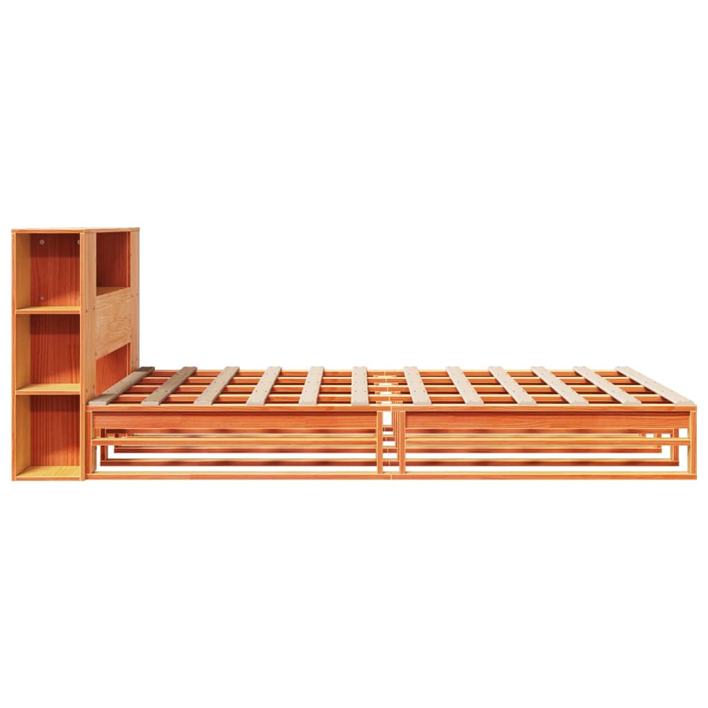 Letto Libreria senza Materasso Marrone Cera 140x200 cm Legno