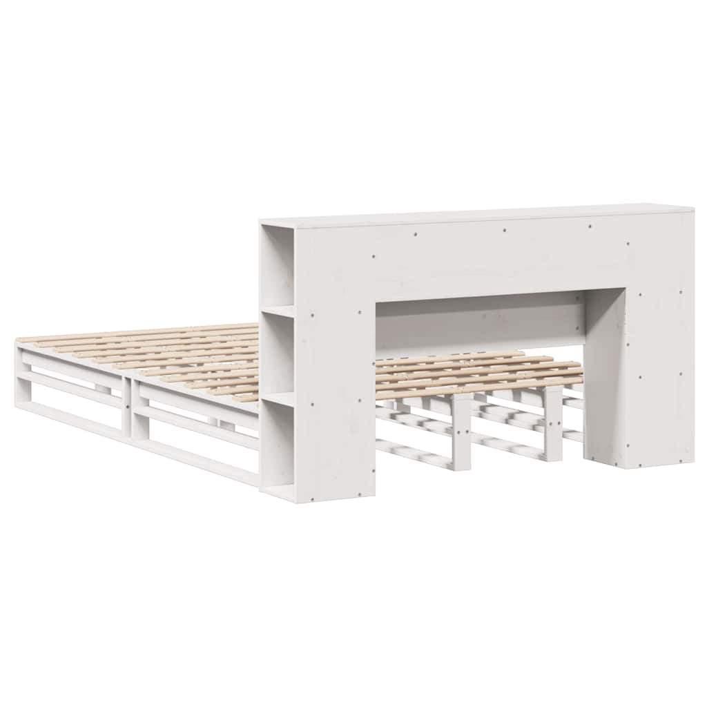 Letto Libreria senza Materasso Bianco 150x200 cm Legno Massello | homemem39