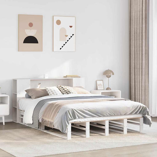Letto Libreria senza Materasso Bianco 150x200 cm Legno Massello