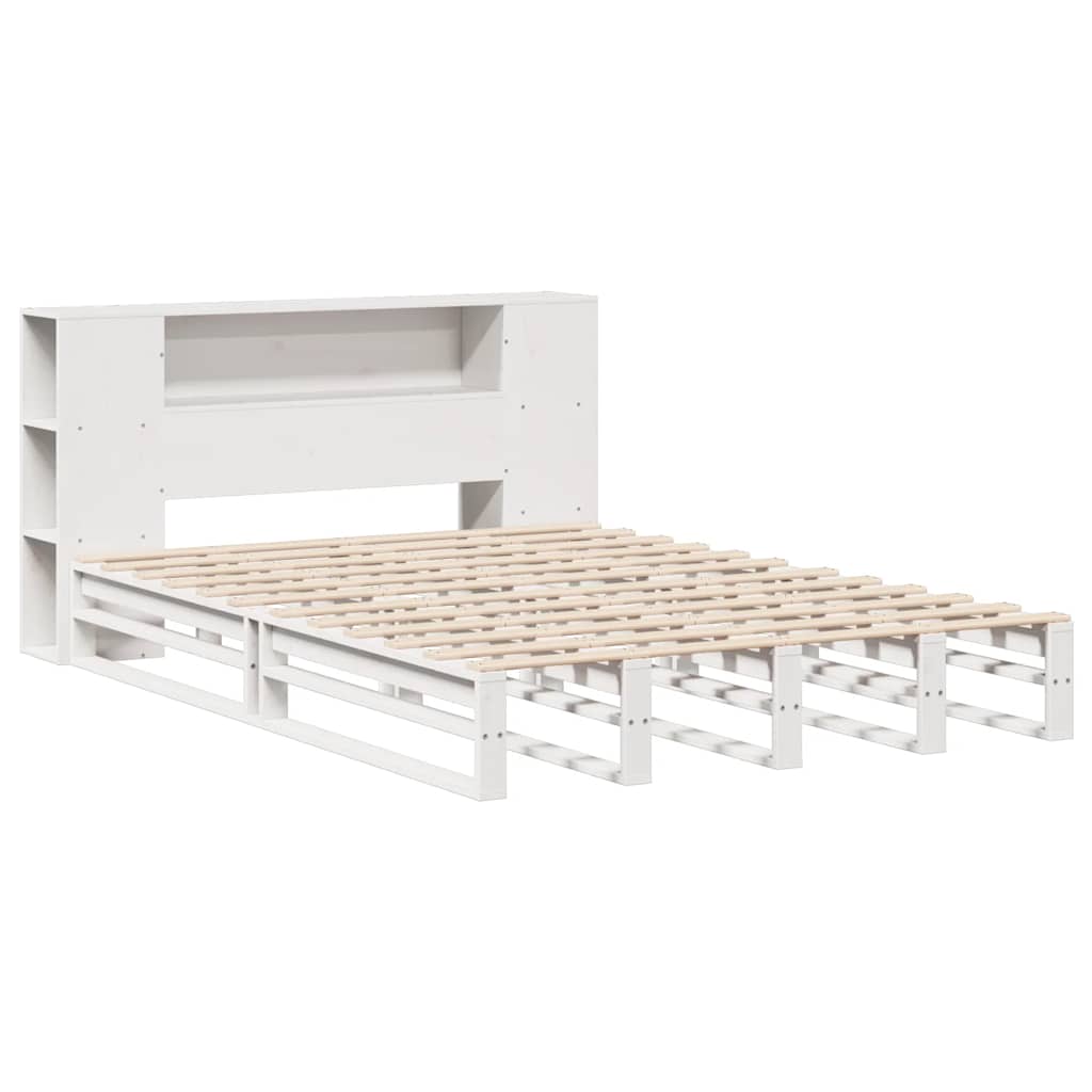 Letto Libreria senza Materasso Bianco 160x200 cm Legno Massello | homemem39