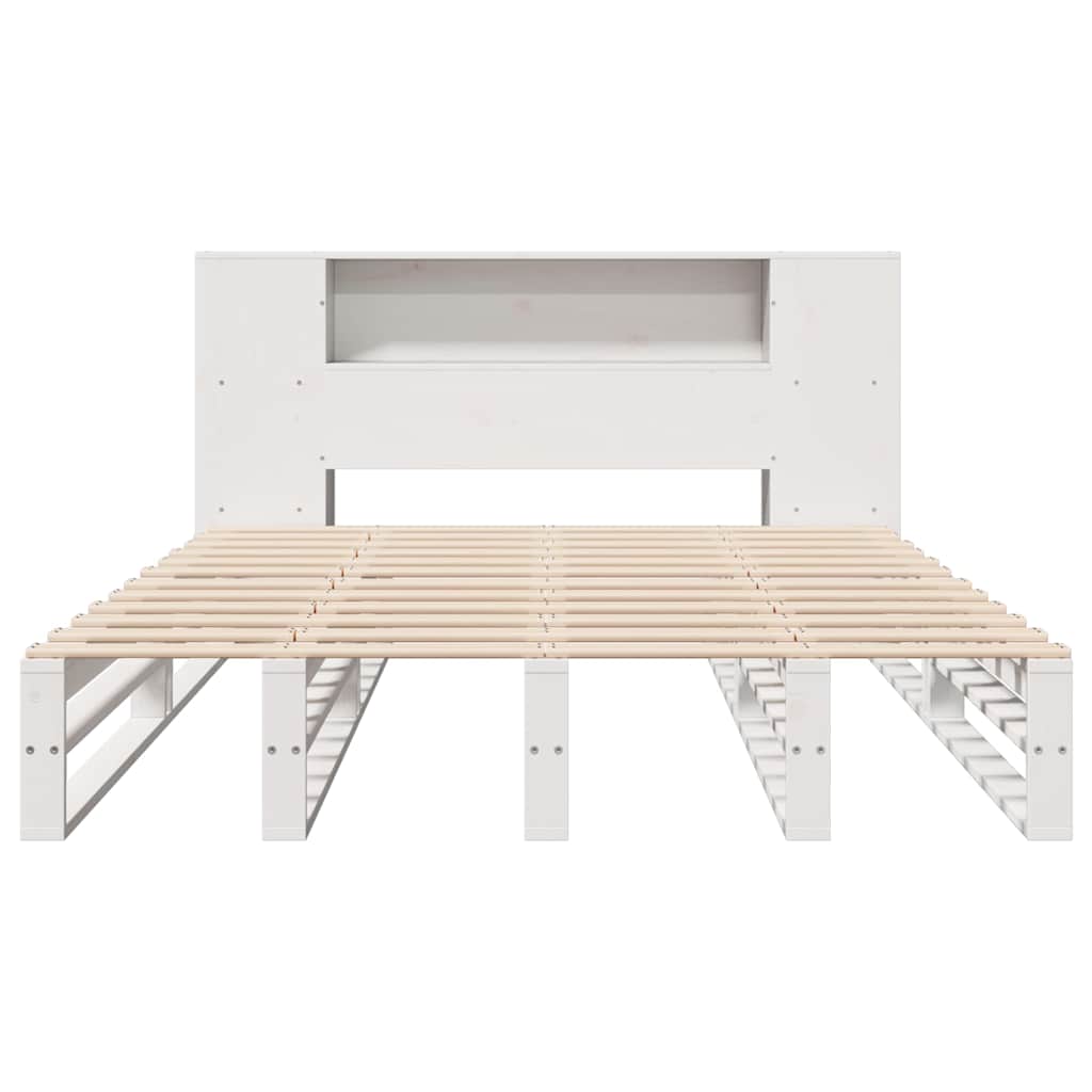 Letto Libreria senza Materasso Bianco 160x200 cm Legno Massello