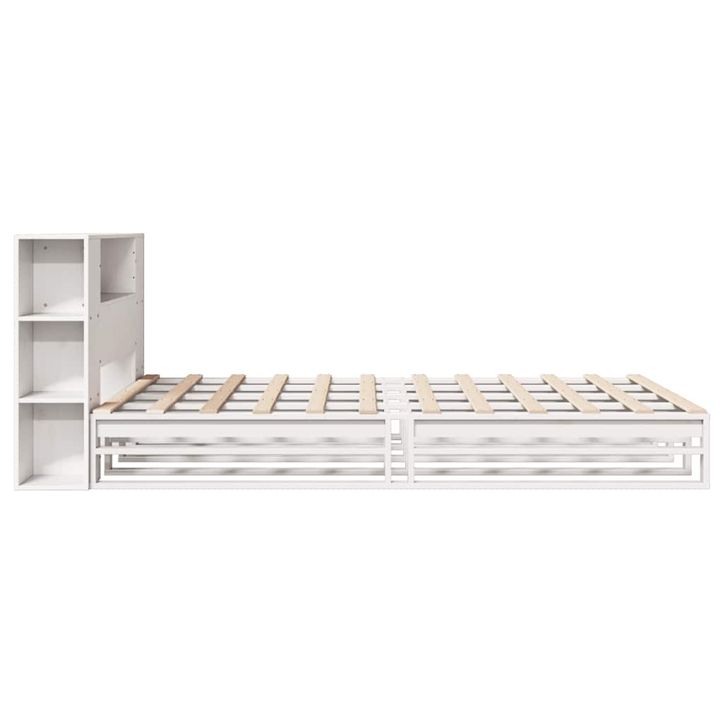 Letto Libreria senza Materasso Bianco 160x200 cm Legno Massello | homemem39