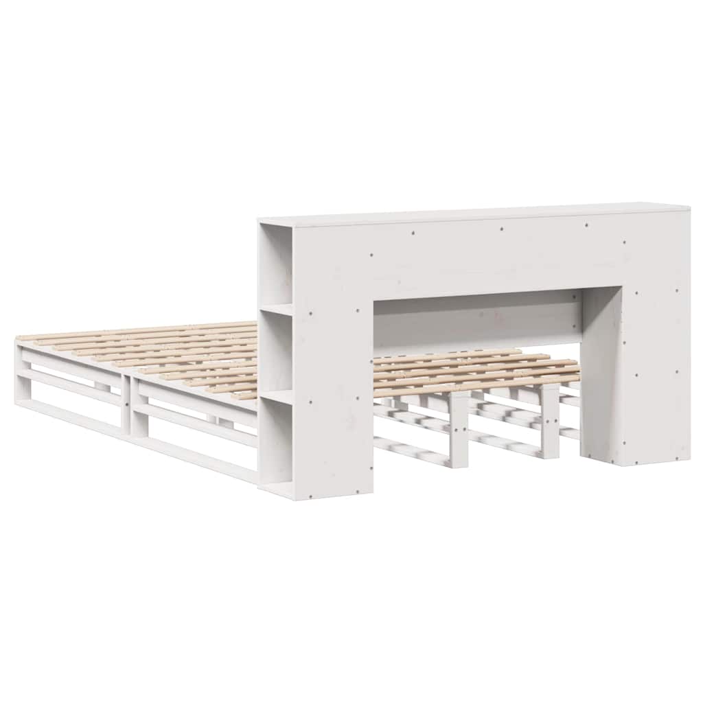 Letto Libreria senza Materasso Bianco 160x200 cm Legno Massello | homemem39