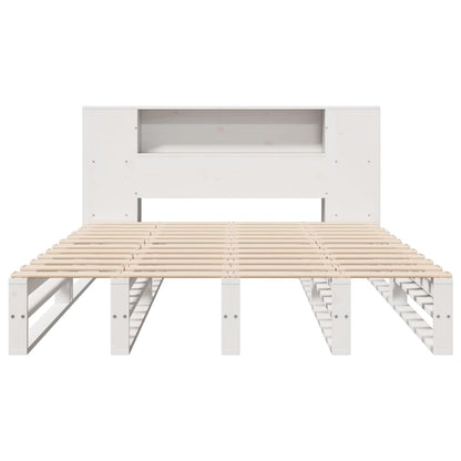 Letto Libreria senza Materasso Bianco 120x190 cm Legno Massello