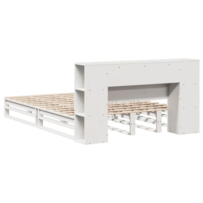 Letto Libreria senza Materasso Bianco 120x190 cm Legno Massello