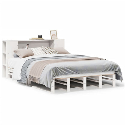 Letto Libreria senza Materasso Bianco 135x190 cm Legno Massello - homemem39